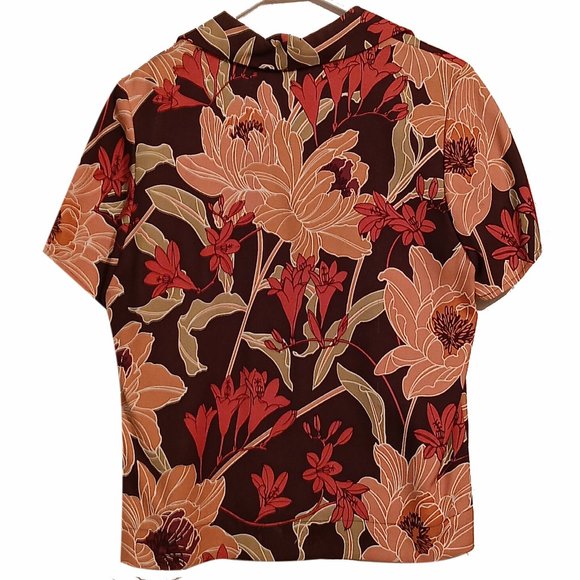 Tommy Bahama Black with Orange and Red Flowers100% Silk Size Small - Picture 2 of 6